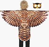 D.Q.Z Bird-Wings-Owl-Costume for Kids with Mask, Dress Up Clothes for Boys Girls Toys Eagle Role Play Hallowen Party (Brown)