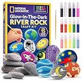 NATIONAL GEOGRAPHIC Glow in the Dark Rock Painting Kit - Arts & Crafts Kit for Kids, Decorate 15 River Rocks with 15 Paint Colors & More Art Supplies, Kids Craft, Kids Art Kit, Kids Activity Kit