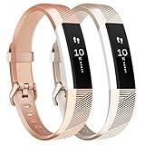 Tobfit Waterproof Sport Bands Compatible with Fit bit Alta/Alta HR/Ace, Soft TPU Replacement WristBands, Small, Champagne Gold/Rose Gold