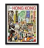 Monem Art Vintage Travel Poster - Retro Tourism Print - The Orient is Hong Kong, China, Crowded Street, Asia - Gift for Artist, Friend - Wall Decor for Home, Office, 18x24 Unframed Wall Art