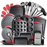 Baking Pan Set, 39 Piece Premium Baking Set, Nonstick Bakeware Sets BPA Free, Cookie Sheets for Baking Nonstick Set, Steel Baking Sheets for Oven with Muffin Pan, Cake Pan & Black Kitchen Utensils