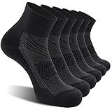 CelerSport 6 Pack Men's Ankle Socks with Cushion, Sport Athletic Running Socks, Black, Large