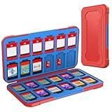 HEIYING Switch Game Card Case for Nintendo Switch 2/Lite/OLED, Red Game Memory Storage Holder with 24 Games Card Slots and 24 Micro SD Cards Slots