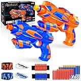 Foam Blaster Toy Guns Set-Include 60 Refill Darts, Goggles, Wrist Straps and Masks-Hand Gun Toys Birthday Party Gifts for Boys Ages 4 5 6 7 8 9 10 11 12, Pack of 2 Toy Guns Set