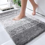 OLANLY Bathroom Rugs Mat 30x20, Extra Soft and Absorbent Microfiber Bath Rugs, Non-Slip Plush Shaggy Bath Carpet, Machine Wash Dry, Bath Mat for Bathroom Floor, Tub and Shower, Grey