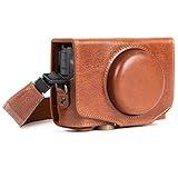 MegaGear MG1177 Canon PowerShot SX740 HS, SX730 HS Ever Ready Genuine Leather Camera Case with Strap - Dark Brown