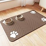 Pet Feeding Mat-Absorbent Pet Placemat for Food and Water Bowl, with Waterproof Rubber Backing, Quick Dry Water Dispenser Mat for Dog and Cat (12"x20", Coffee)