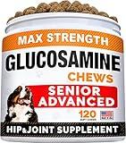 Senior Advanced Glucosamine Chondroitin Joint Supplement for Dogs - Hip & Joint Pain Relief Pills - Large & Small Breed - Hip Joint Chews Canine Joint Health - Chews Older Dogs - Bacon Flavor-120Ct