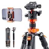 K&F Concept 68" Carbon Fiber Camera Tripod,Compact Tripods with Metal Ball Head,Quick Release Plate,Detachable Monopod 10KG Load for DSLR Cellphone Tripods(SA255C1) D255C4+BH-28L