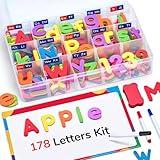 Gamenote Classroom Magnetic Alphabet Letters Kit 178Pcs with Double Side Magnet Board - Foam Alphabet Letters for Preschool Kids Toddler Spelling and Learning Colorful ABC Education Fridge Magnets