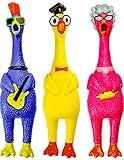 JA-RU Screaming Rubber Chicken Toy (3 Units Assorted) Squeaky Chicken Toys for Kids. Funny Noise Maker Prank & Gag Gifts. Novelty Toys & Amusements. Rubber Dog Toys. 1704-3p