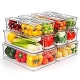 ZIJUND 14 Pack Fridge Organizer, Stackable Refrigerator Organizer Bins with Lids, BPA-Free Fridge Organizers and Storage Containers for Fruit, Vegetable, Food, Drinks, Cereals, Clear