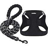 matilor Dog Harness Step-in Breathable Puppy Cat Dog Vest Harnesses for Small Medium Dogs Black