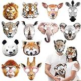 CHUNNIN 24pcs Animal Masks Party Favors for Kids Jungle Safari Themed Birthday Masks Realistic Printed Wild Petting Zoo Animal Costume Dress Up for Woodland Children Adults Party Supplies Decoration