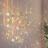 6Pieces Colorful Crystals Suncatcher Hanging Sun Catcher with Chain Pendant Ornament Crystal Balls for Window Home Garden Christmas Day Party Wedding Decoration