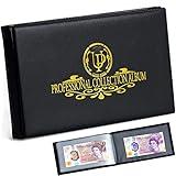 40 Pockets Banknote Currency Collecting Album - 20 Sheets Clear Dollar Bill Holders World Money Storage Book Collection Supplies Double-Sided Pages for Trading Cards Stamps Tickets Black AN04BK