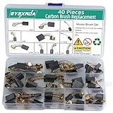 Gysxrda Electric Motor Carbon Brushes Set - 40 Pack Replacement Repair Kit with 10 Sizes, Suitable for Repair Power Tools Part