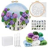 kgxulr Needle Felting Kit, Felt Painting Kit for Beginners, Felt Painting Set with Felting Needles,Needle Felting Pad, Felting Wool, Decorative Frame,DIY Instructions,Used for Home Decoration