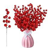 Cakmecwy 30 Pack Artificial Red Berry Stems, Christmas Red Berries Stems, 8 Inch Red Berry Picks Holiday DIY Crafts Xmas Ornaments Wedding Home Decor Christmas Tree Decoration