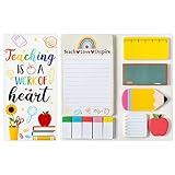 Xqumoi Teaching is A Work of Heart Sticky Notes Set Blackboard Self-Stick Note Pads Teacher Appreciation Gift Writing Memo Pads School Office Supplies