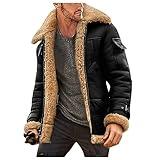 YSERB Mens Winter Jacket Faux Suede Aviator Bomber Jacket Warm Shearling Leather Coat Zip Up Vintage Motorcycle Coat for Men