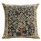 Charlotte Home Furnishings Throw Pillow Covers, Decorative Boho Pillow Covers for Couch, Living Room, Blue Tree Square Cushion Cases 18x18 in, European Cotton Jacquard Woven for Cozy Bedroom Decor
