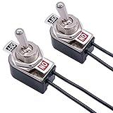 Taiss 2pcs Toggle Switch SPST 2 Position Latching ON/Off 6A AC 125V /10A DC 12V Toggle switches Incidental 5.2 inch Connect Wire Rocker Arm Switch KNS-1