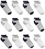 Simple Joys by Carter's Baby 12-Pack Socks, Grey/Navy/White, 4-5T