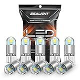 SEALIGHT 194 LED Bulbs 6000K White, 168 2825 T10 W5W 3030 Bright Chips, Dome Light, Map Door Courtesy License Plate Pack of 10