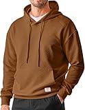 JMIERR Mens Hoodies Sweatshirt Casual Long Sleeve Hooded Collar Drawstring Pullover Oversized Plain Texture Fall Shirts Lightweight Sweaters with Pockets, 3XL, Dark Brown