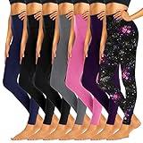 iceROSE 7 Pack Leggings for Women, High Waisted Tummy Control Soft Black Yoga Leggings for Workout Running Maternity