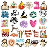 SOFWFOS 31PCS Christian Shoe Charms for Bubble Slides for Church Sandals Clog Jesus Faith for Men Women Bible Verse God Charms for Party Favors Birthday