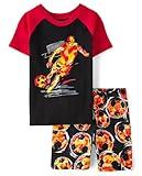 The Children's Place,Boys,Short Sleeve Top and Shorts Snug Fit 100% Cotton 2 Piece Pajama Set,Soccer,7