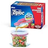 Ziploc Quart Food Storage Bags, Stay Open Design with Stand-Up Bottom, Easy to Fill, 100 Count