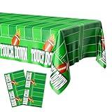 Superbowl Party Decorations 2024, Football Party Decorations, Football Tablecloth, 2 Pcs 54”x108” Disposable Plastic Touchdown Table Cloth for Football Tailgate Birthday Party Supplies