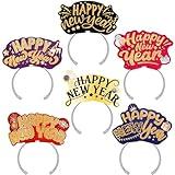 Fancy Land 12 Pack Happy New Year Hats Glitter Headbands NYE Tiaras 2025 New Years Eve Party Supplies for Adults Kids Women Men Hats