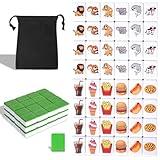 GRACIAS 2 Players Mahjong Block Set, Mahjong Tile Game with 49 Premium Green Tiles(30mm) Animal and Food Pattern, Portable Mahjongg Set with A Carry Bag