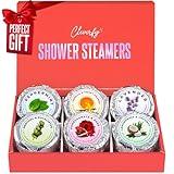 Cleverfy Shower Steamers Aromatherapy - Christmas Compact Box of 6 Premium Shower Bombs with Essential Oils. Self Care Christmas Gifts for Women and Stocking Stuffers for Adults and Teens. Red Set