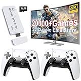 Retro Game Stick, 4K Wireless Retro Game Console with Built-in 20000+ Games and 23 Classic Emulators,Dual 2.4GHz Wireless Controllers,Plug and Play Video Games for TV（White）