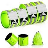 GoxRunx Reflective Bands Running Gear 6 Pack-Adjustable Reflective Armband Arm Wrist Ankle Leg Bands Reflectors -Reflective Tape Straps for Clothing Night Running Cycling Walking -Slap Bracelets