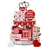 Spiareal 15 Pcs Valentine's Day Tiered Tray Decor Set Red Heart Wooden Signs Valentines Table Decorations Farmhouse Decorative Trays Signs for Home Kitchen Tabletop Valentine's Day Decorations