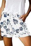 ONLYSHE Womens Casual Shorts Ladies Plus Size Shorts Comfy Drawstring Casual Elastic Waist Summer Lounge Shorts with Pockets Cornflower M