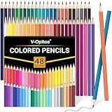 V-Opitos 48 Pack Colored Pencils Set, Pre-sharpened Coloring Pencils for Kids Beginners, Colored Pencils for Adult Coloring Books, Ideal Art Supplies for Sketching, Coloring & Painting
