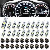 20PCS Led Bulb Dash Lights, T5 37 74 LED Bulb with Twist Lock Socket PC74 PC37, Instrument Cluster Bulbs Kits, Cluster Shift Indicator Bulbs, Car Led Lights Interior (White)