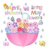 Olutacot 59 Pcs April Showers Bring May Flowers Decorations Spring Bulletin Board Spring Classroom Wall Cutouts Decorations for School Whiteboard Window Home Party Decor Supplies