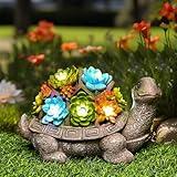 GIGALUMI Solar Garden Statues Turtle Figurine Lights for Outside, Yard Decorations Outdoor, Garden Decor Unique Birthday Housewarming Gifts for Mom, Women for Mothers Day