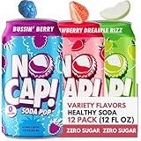 No Cap! Healthy Soda Alternative, Zero Sugar, No Calories, Caffeine Free, Vegan, Gluten Free, For Kids, Teenagers & Adults,12 Oz Cans, 12 Pack (Variety Pack)