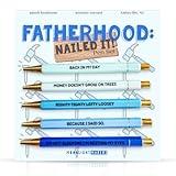 Moonlight Makers - Set of 5 Ballpoint Pens Black Ink- Engraved Funny Pens for Adults - Fatherhood Appreciation Adult Gifts - Ideal Desk Decor for Work and Office Desk - Cute Packaging, Handy Clips