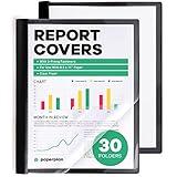 Report Covers - (30 Set), 8.5 x 11 Letter Size, 3-Prong Fasteners, Clear Front Plastic Folders - Perfect for Presenting Resumes, Proposals, and More with Professionalism