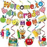 Welcome to 4th Grade Banner First Day of 4th Grade Decorations Welcome Back to 4th Grade Banner with Hanging Decorations Back to School Decorations 4th Grade Classroom Decorations